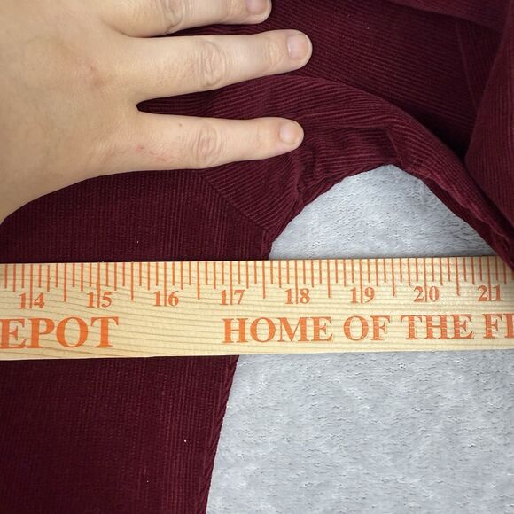 Vtg 90s Corduroy Shirt Dress 2 Petite Burgundy Pockets Modest Maxi Cottage Boho - Picture 12 of 16